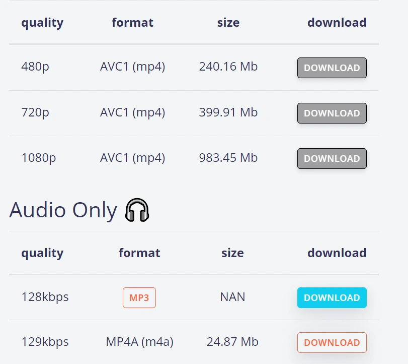 Select the audio format